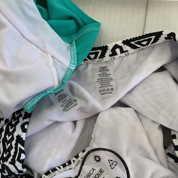 Fancyskin Womens XXL 2XL Swimsuit Bikini Teal Aztec High Waist Tummy Control New - Picture 8 of 9